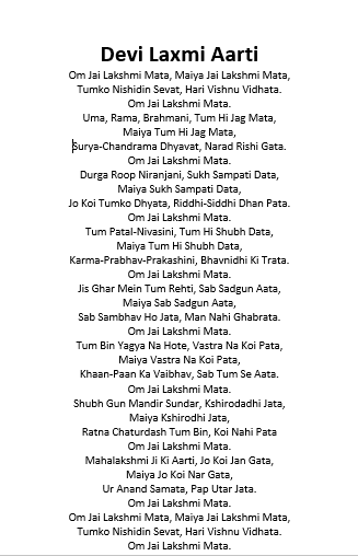 laxmi ji ki aarti lyrics in english