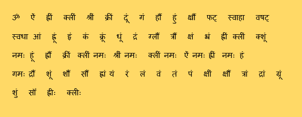 Bija Mantra List